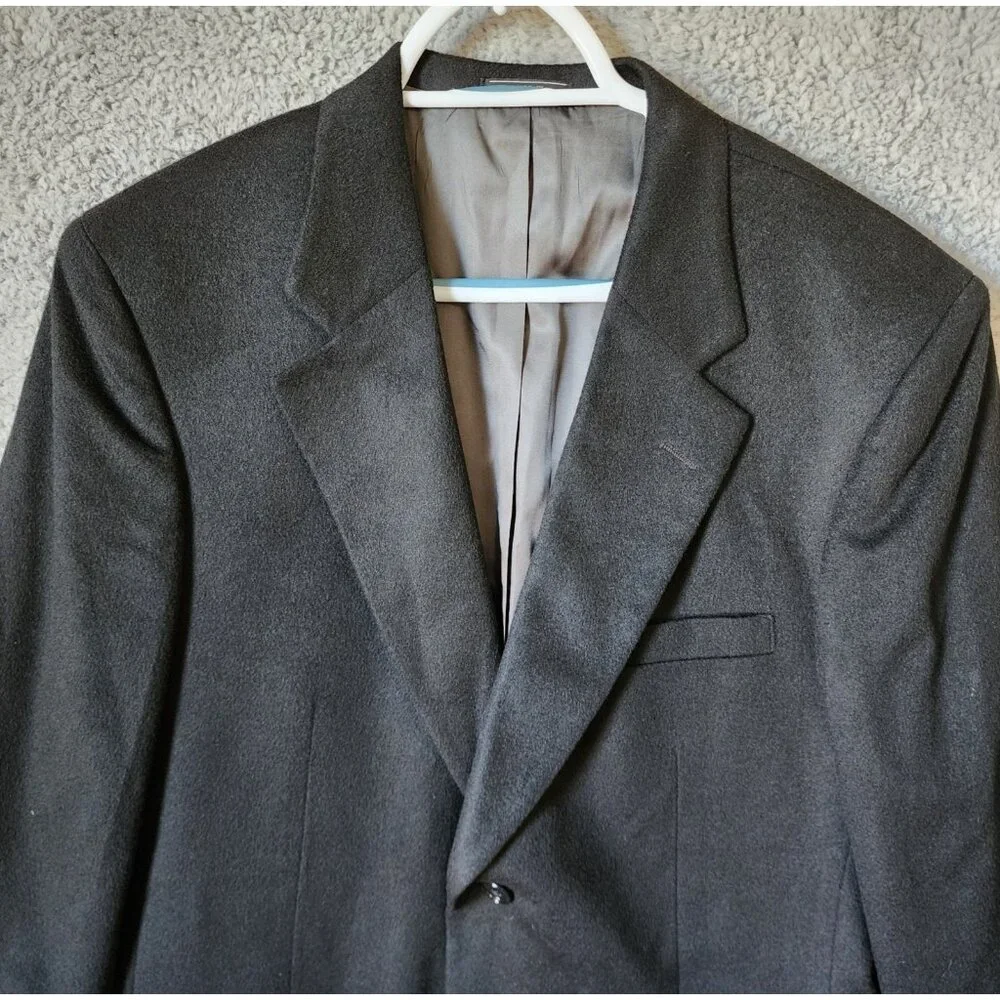 Macy's Alfani Size 40 R 100% Cashmere 2 Button Black Suit Jacket Sport Coat Soft